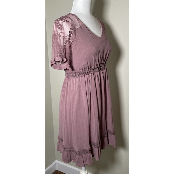 Easel Los Angeles Gracie Dress Size S Small Woman’s Plum Rose Floral Boho - Picture 6 of 11